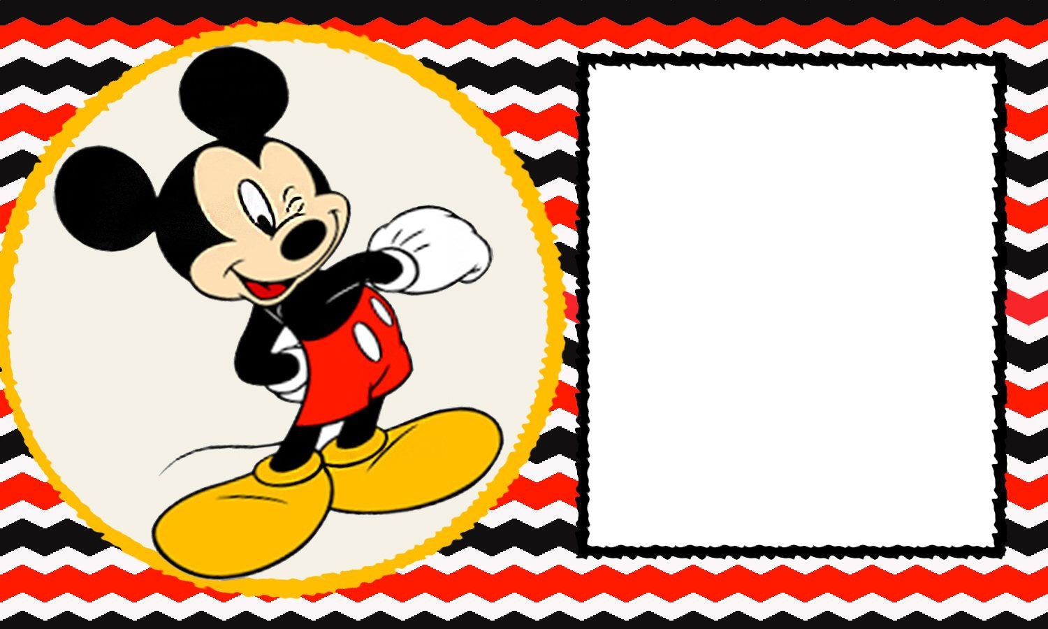 Free-Blank-Mickey-Mouse-1St-Invitation-Chevron-Template – Drevio - Free Mickey Mouse Printable Templates