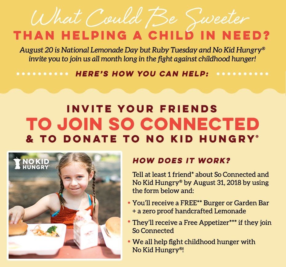 Free Burger Or Garden Bar Entree &amp;amp; Handcrafted Lemonade From Ruby - Ruby Tuesday Printable Coupons Buy One Get One Free