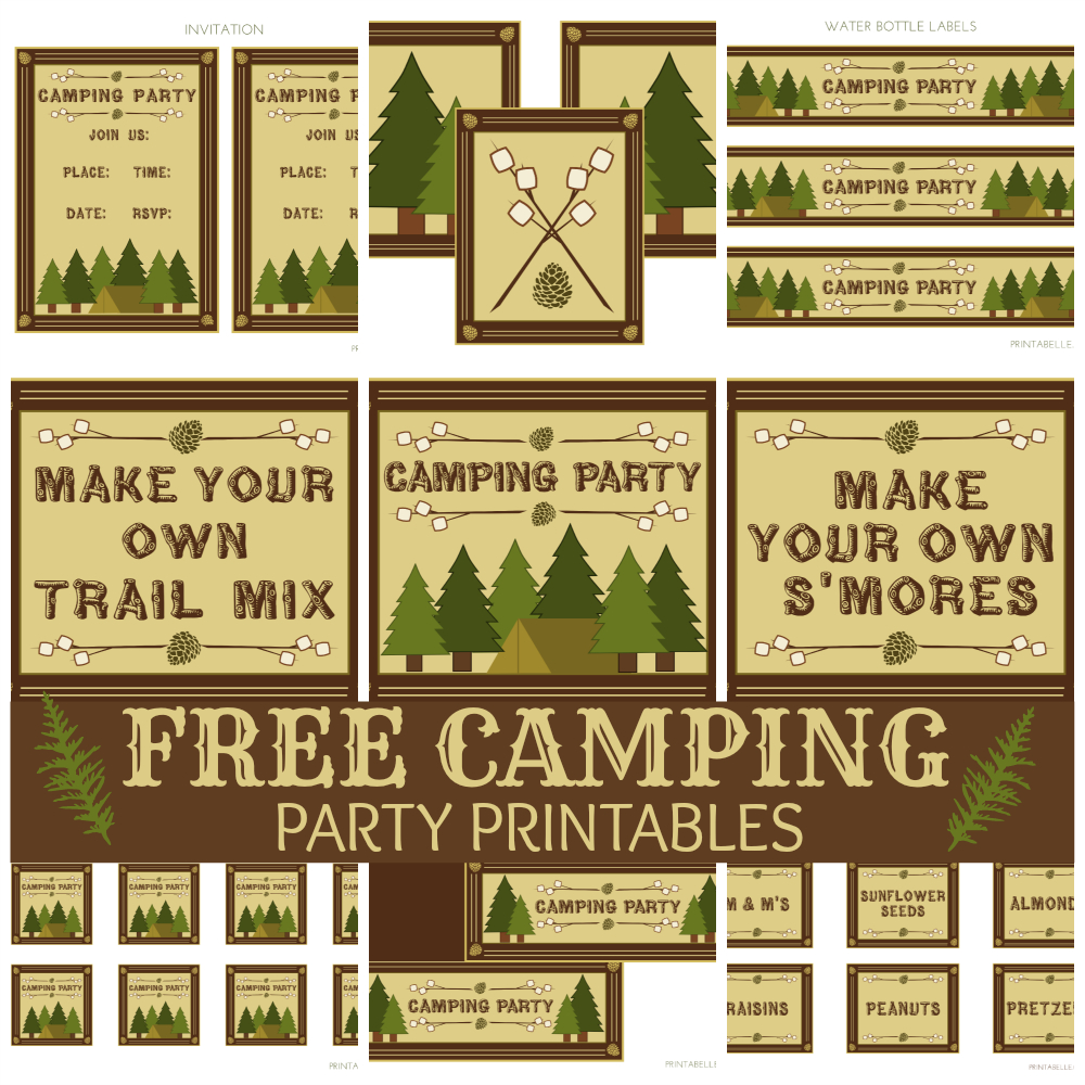 Free Camping Party Printables From Printabelle | Catch My Party - Free Camping Printables