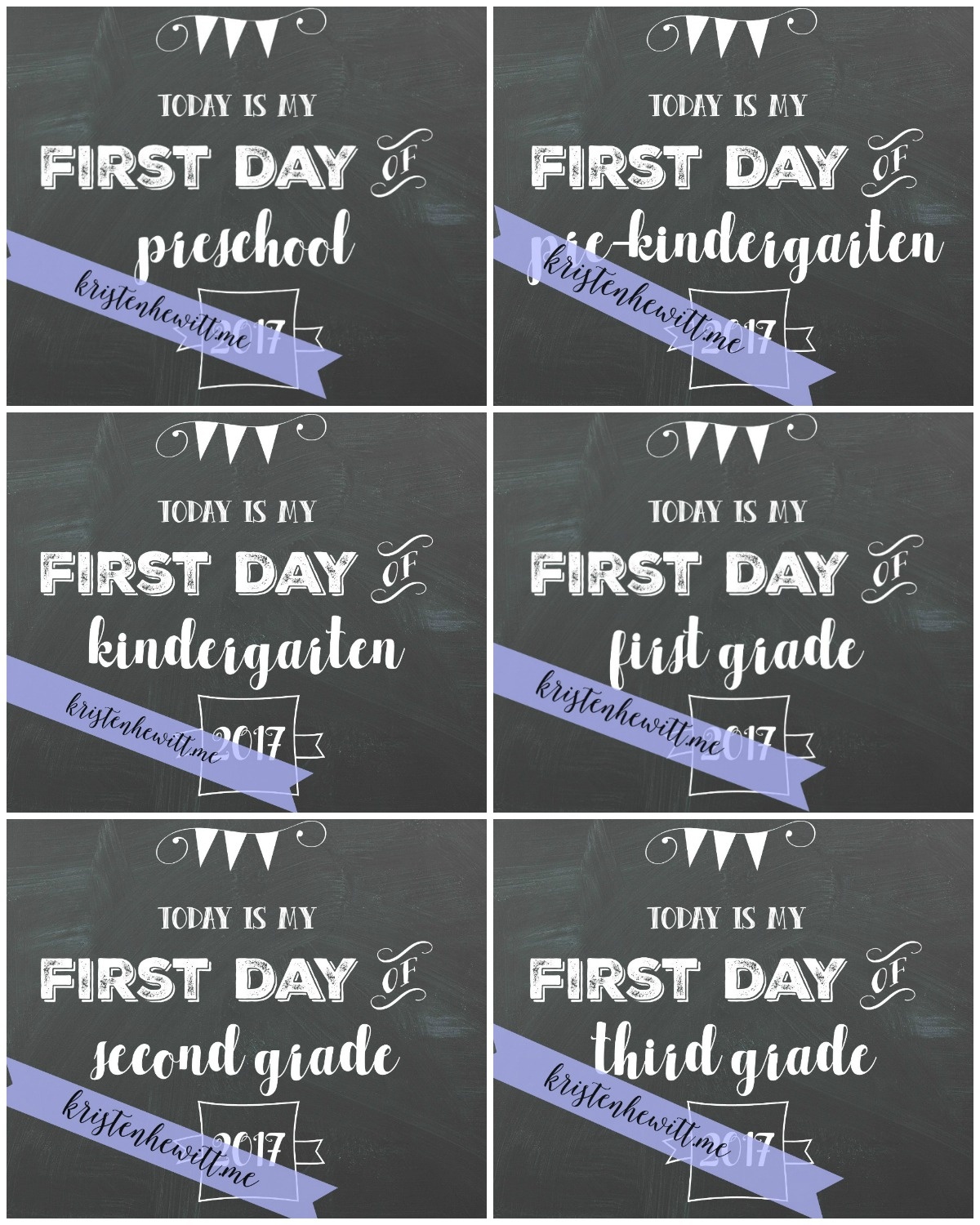 Free Chalkboard First Day Of School Printables - Kristen Hewitt - Free Printable First Day Of School Chalkboard Signs