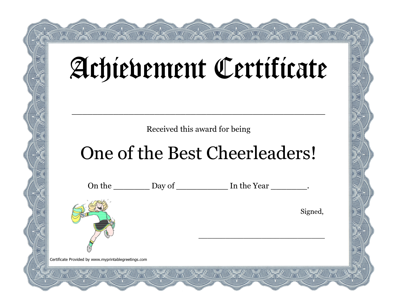 Free Cheerleading Printables | Best Cheerleader Printable Awards - Free Printable Cheerleader Certificates