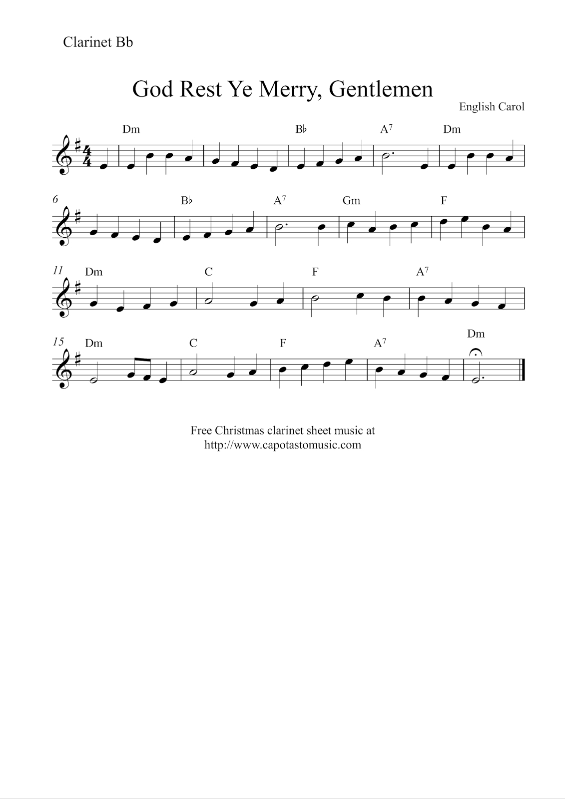 Free Printable Christmas Sheet Music For Clarinet Free Printable