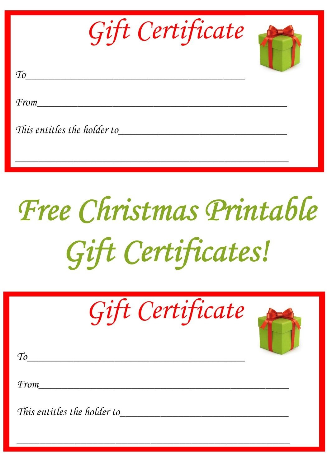 Free Christmas Printable Gift Certificates | Gift Ideas | Christmas - Free Printable Gift Certificates