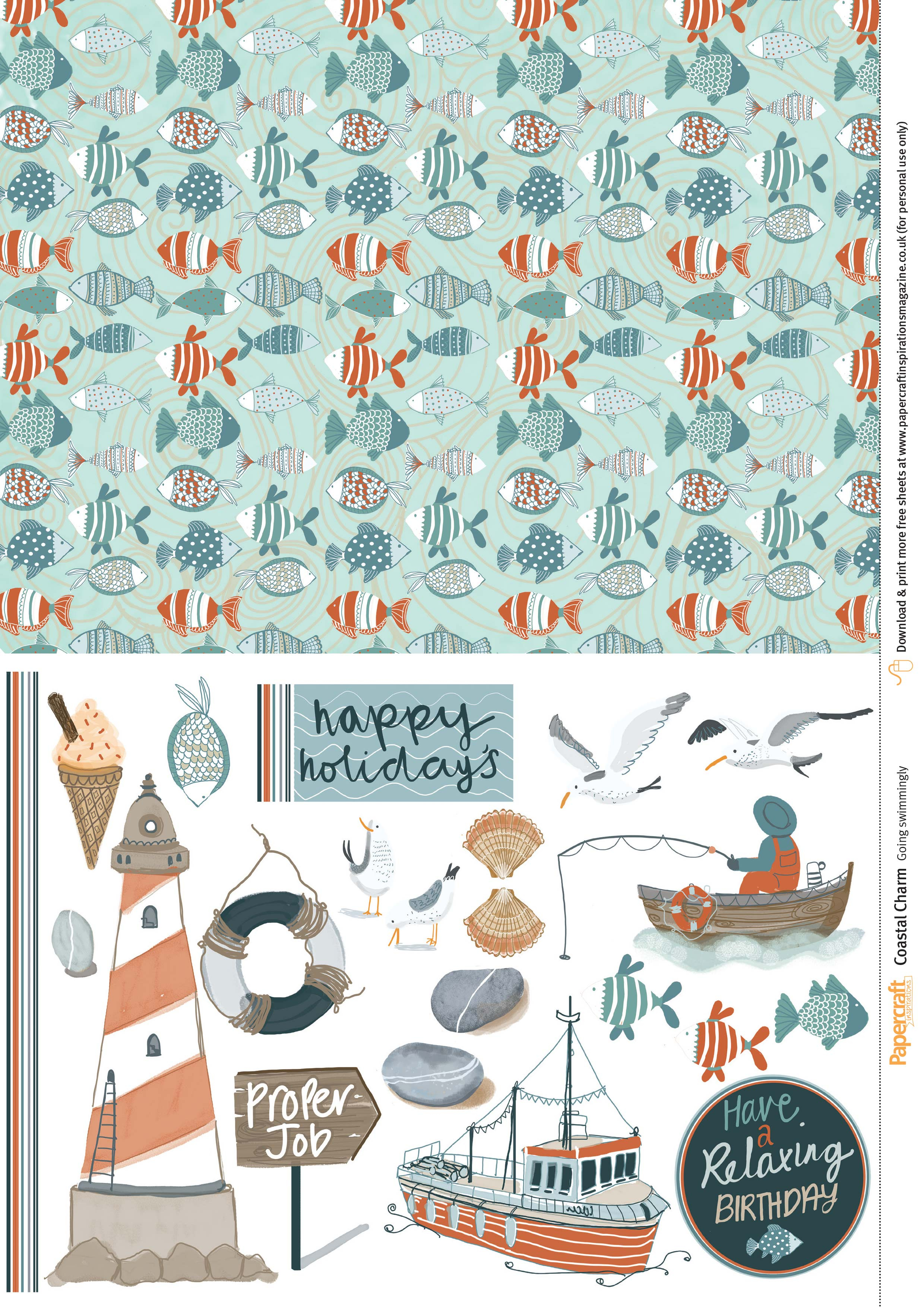 Free Coastal Printable Papers From Papercraft Inspirations 179 - Free Coastal Printables