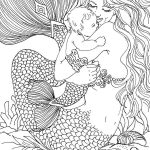 Free Coloring Page Coloring Adult Mermaid And Child Drawing By Diana   Free Printable Mermaid Coloring Pages For Adults