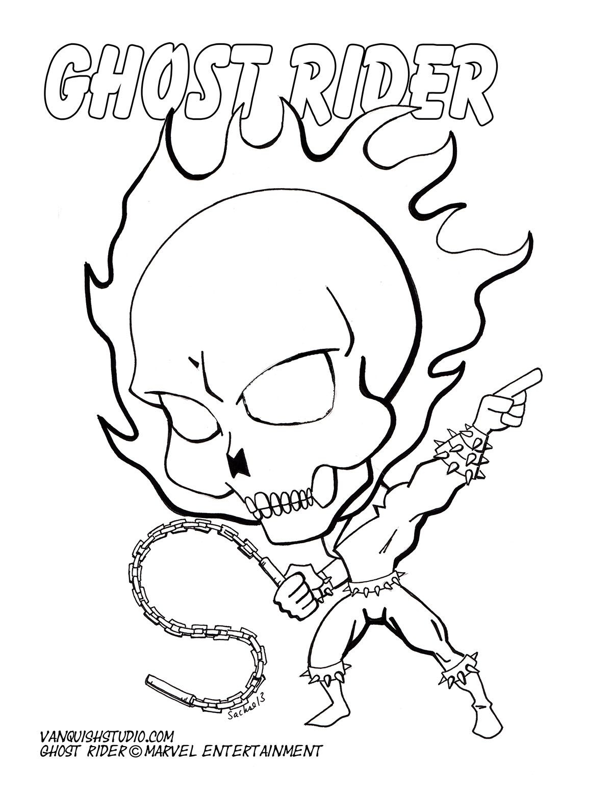Free Coloring Page Of Chibi Ghostrider. | 48 Best Chibi-Fusion - Free Printable Ghost Rider Coloring Pages