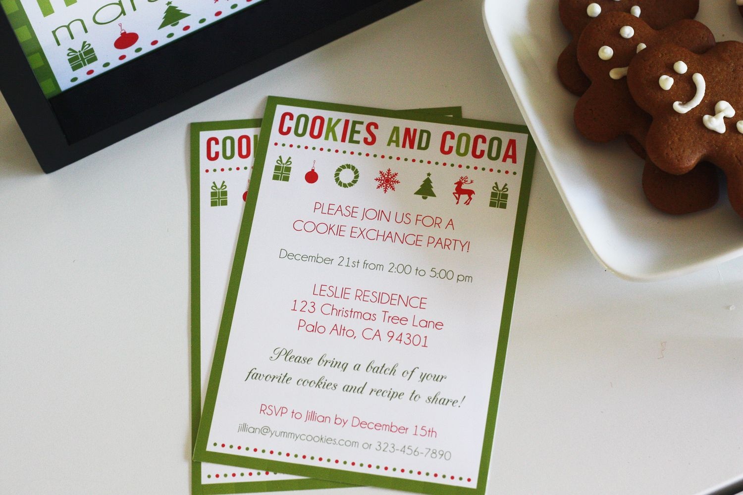 Free Cookies &amp;amp; Cocoa Christmas Printables | Christmas Ideas | Free - Free Christmas Cookie Exchange Printable Invitation
