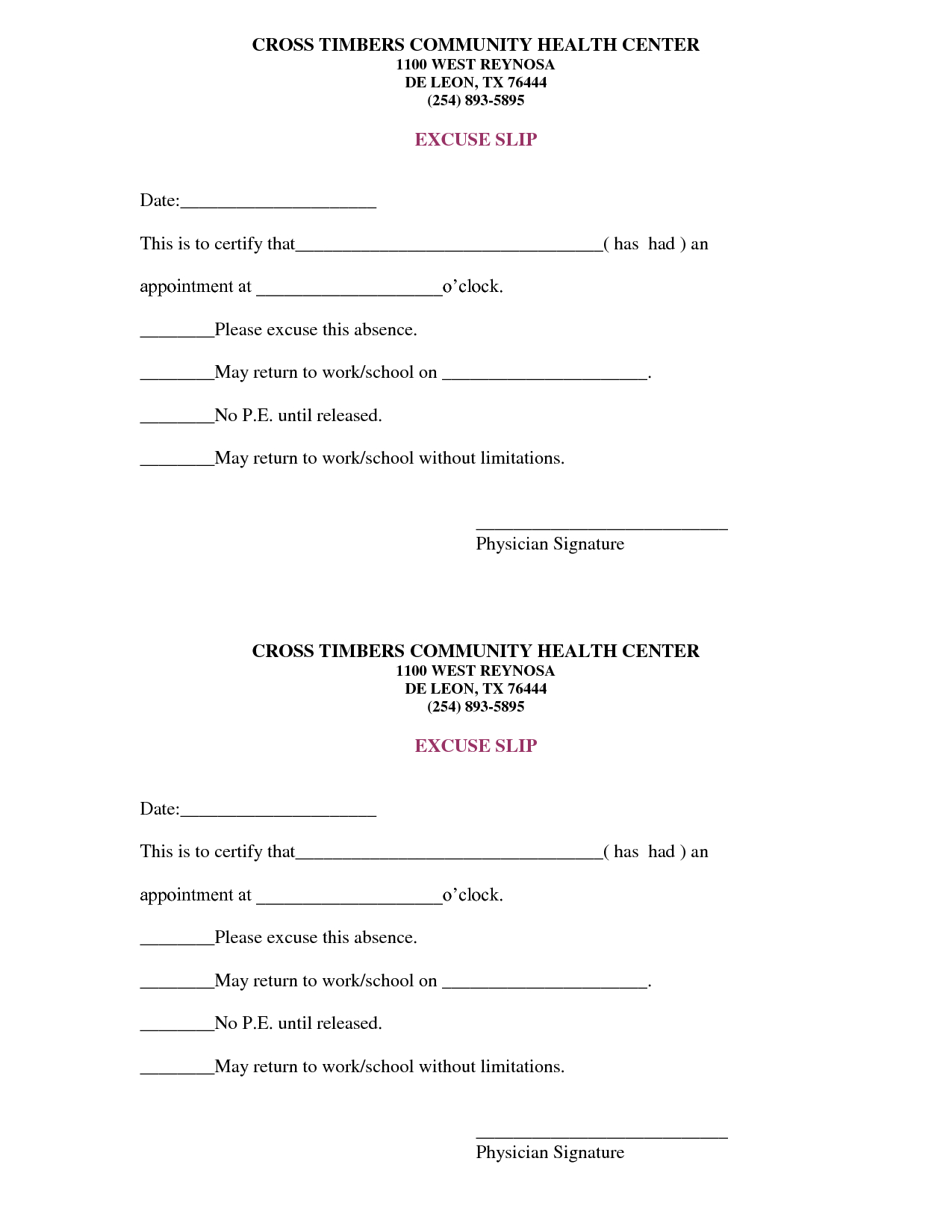 Free Printable Doctor Excuse Templates Printable World Holiday