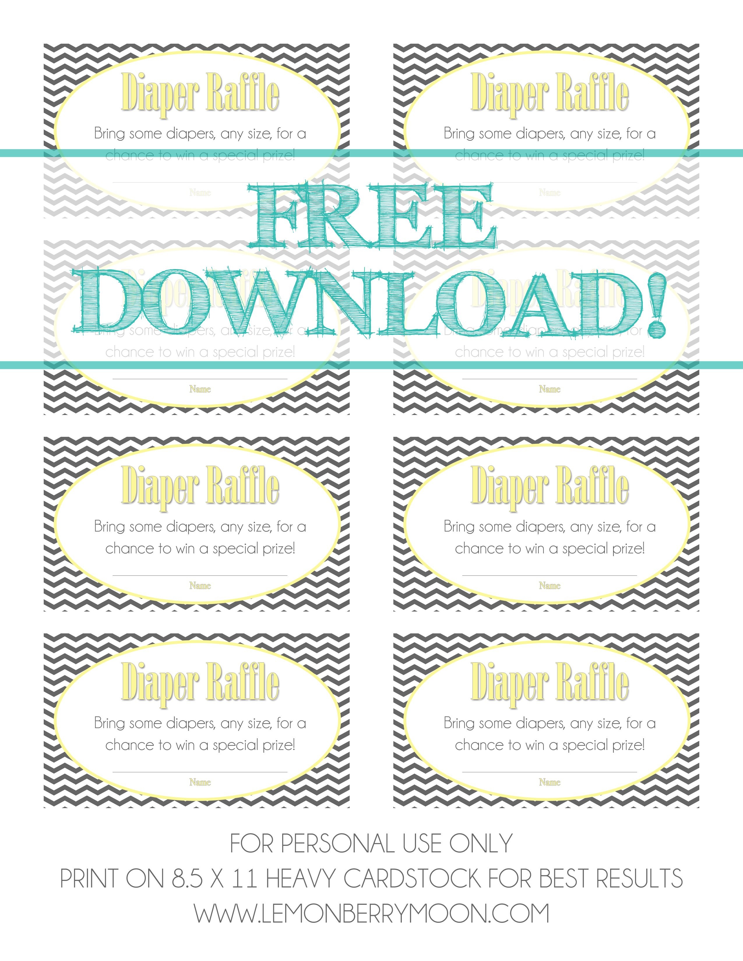 Free Download - Baby Diaper Raffle Template | Baaby Shower | Baby - Free Printable Diaper Raffle Ticket Template Download