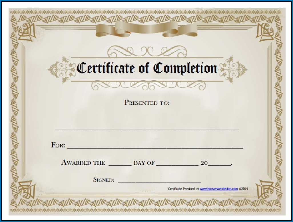 Certificate Of Completion Template Free Printable Free Printable