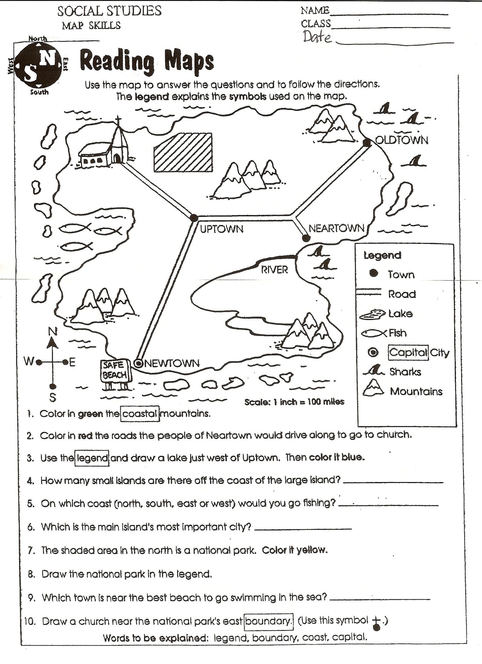 Free Elementary Worksheets On Reading Maps | Printableshelter | Kids - Free Printable Social Studies Worksheets