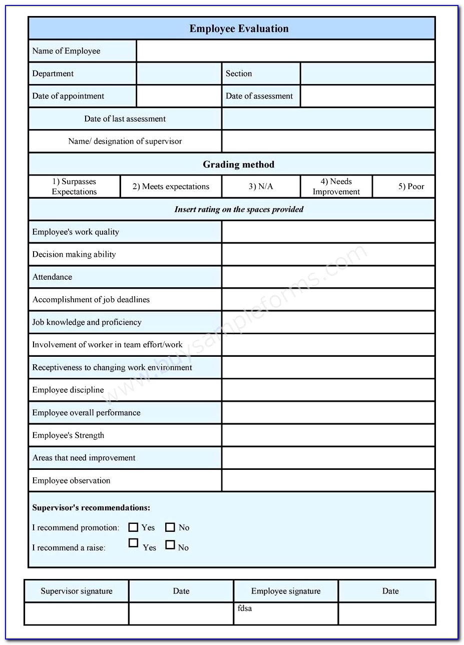 Free Employee Self Evaluation Forms Printable - Form : Resume - Free Employee Self Evaluation Forms Printable