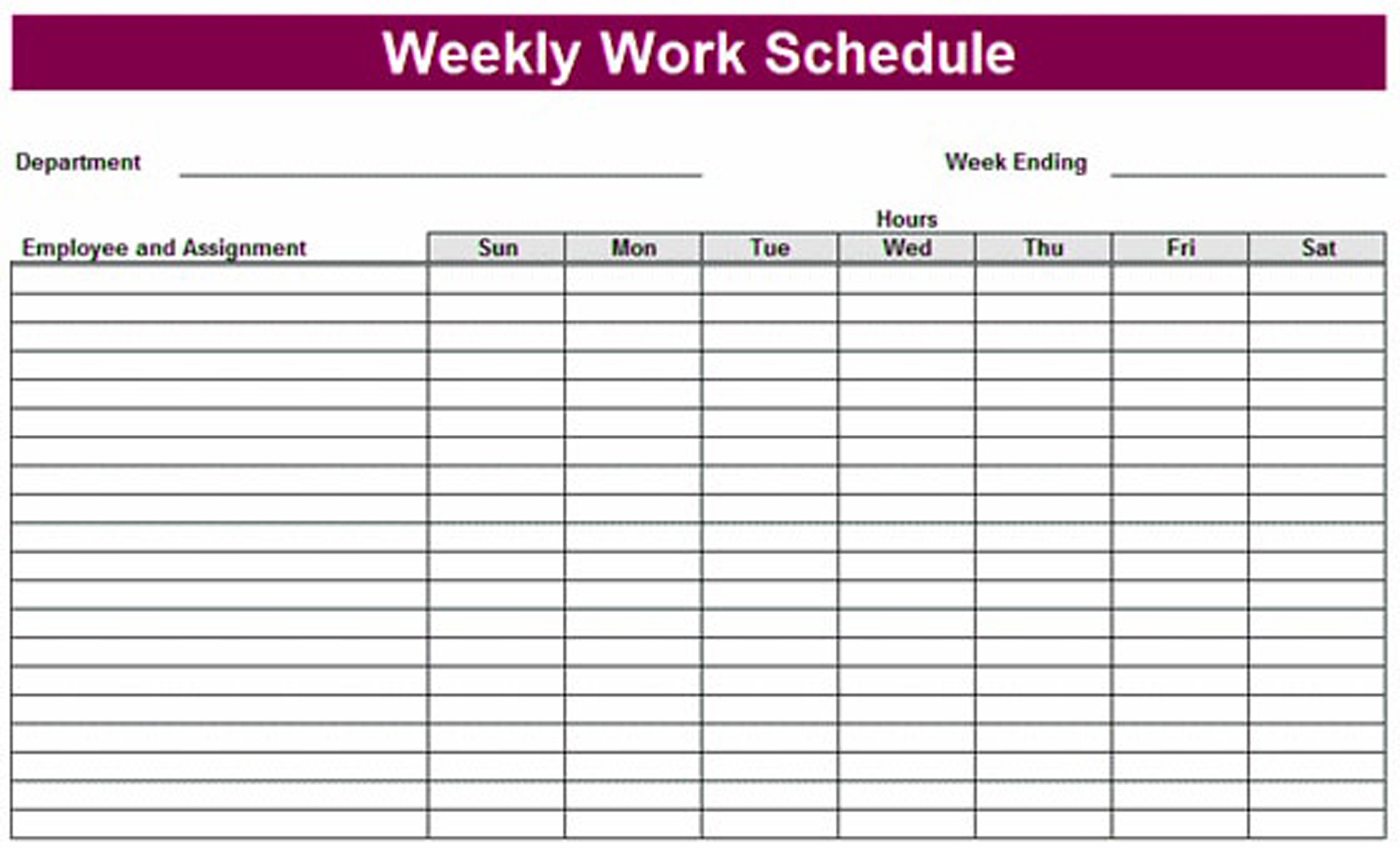 Free Weekly Schedule Templates For Word 18 Templates Free Printable