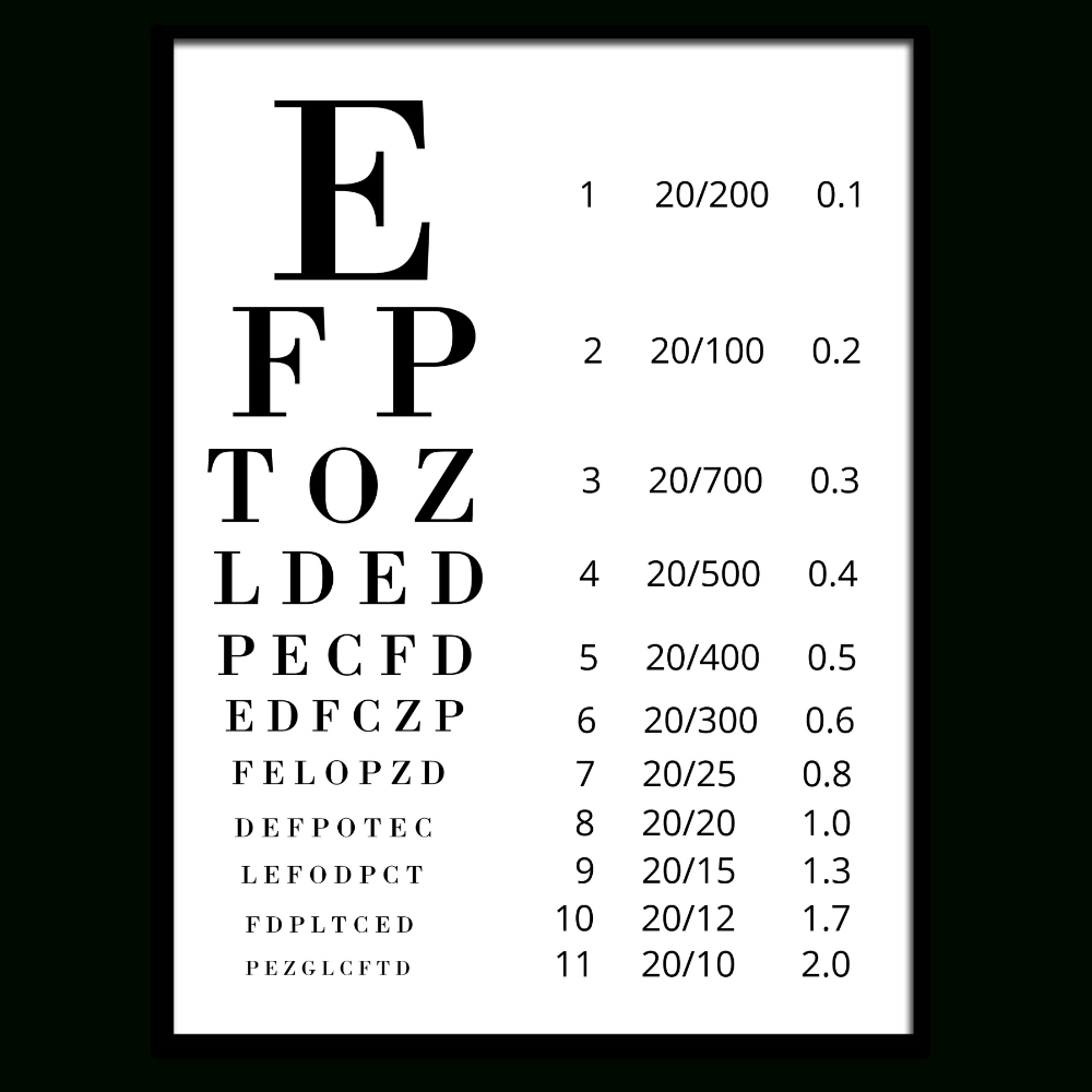 50 Printable Eye Test Charts Printable Templates Eye Chart Exam Art Print Wall Decor Optometry