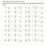 Free Fraction Worksheets Adding Subtracting Fractions   Free Printable Fraction Worksheets