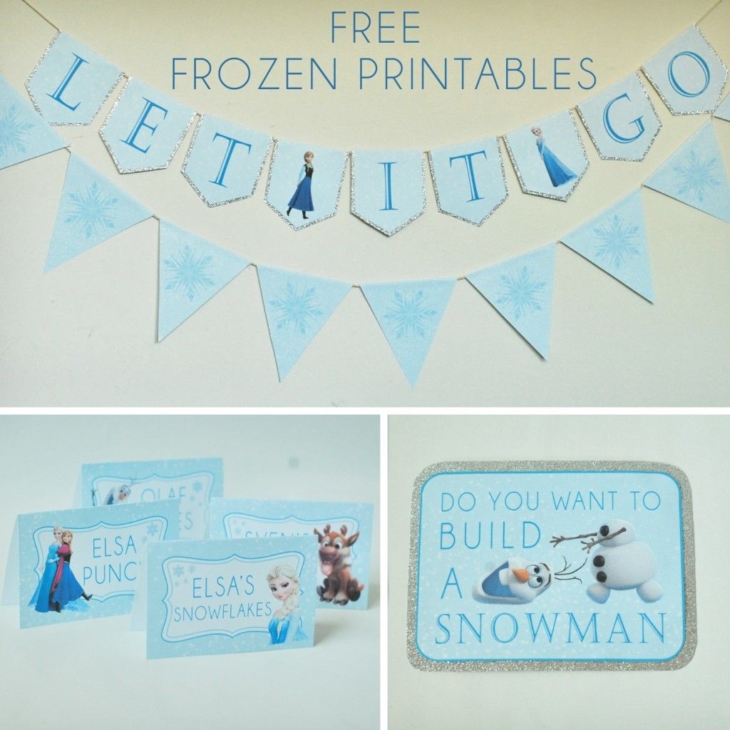 Free Frozen Party Printables Set Includes: Let It Go Banner, Happy - Frozen Happy Birthday Banner Free Printable