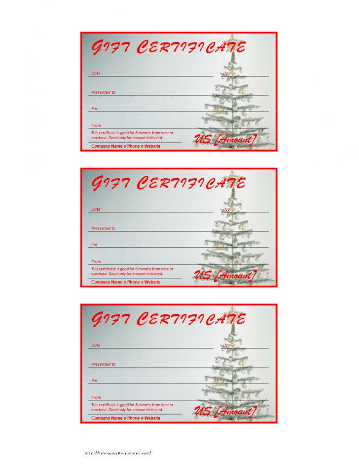 Free Printable Xmas Gift Certificates