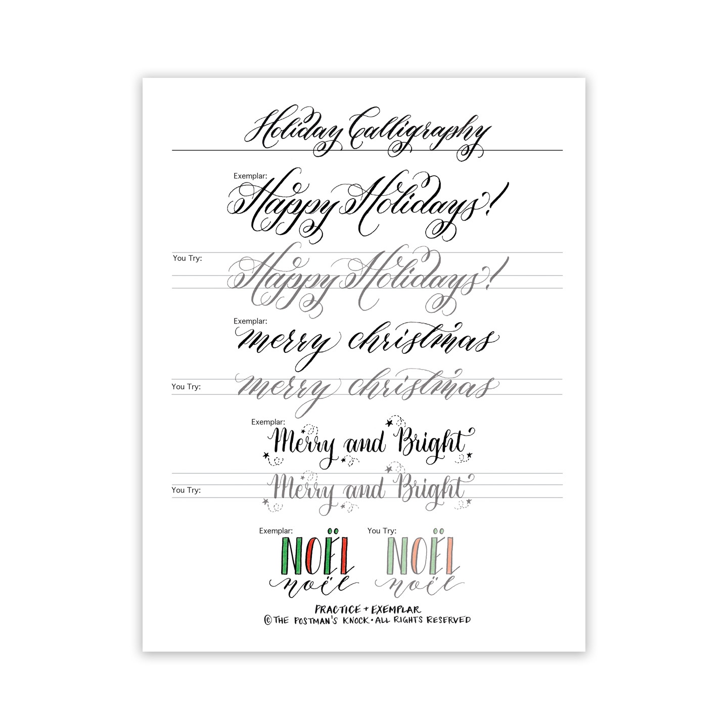 Free Holiday Calligraphy Exemplar – The Postman&amp;#039;s Knock - Free Calligraphy Printables