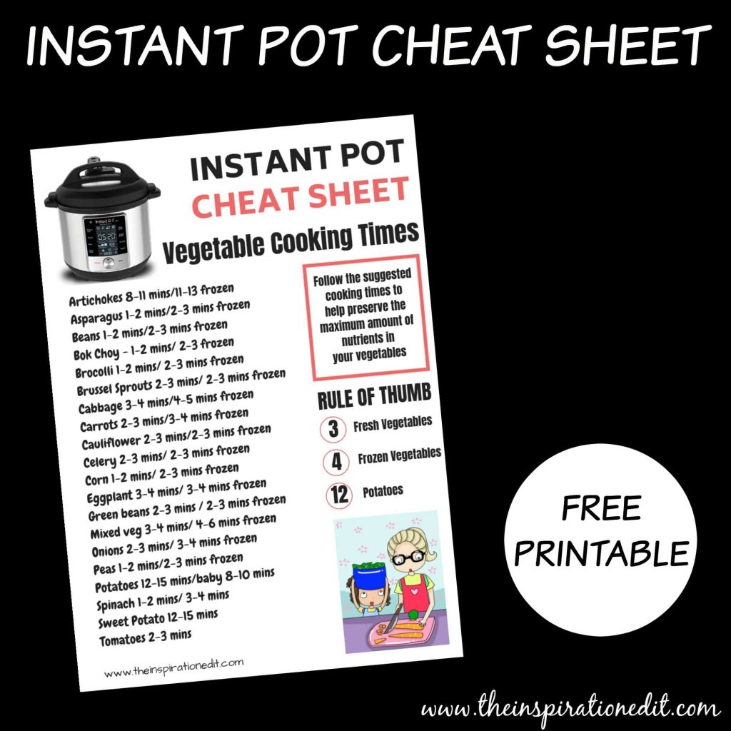 Free Instant Pot Cheat Sheet For Vegetables · The Inspiration Edit ...