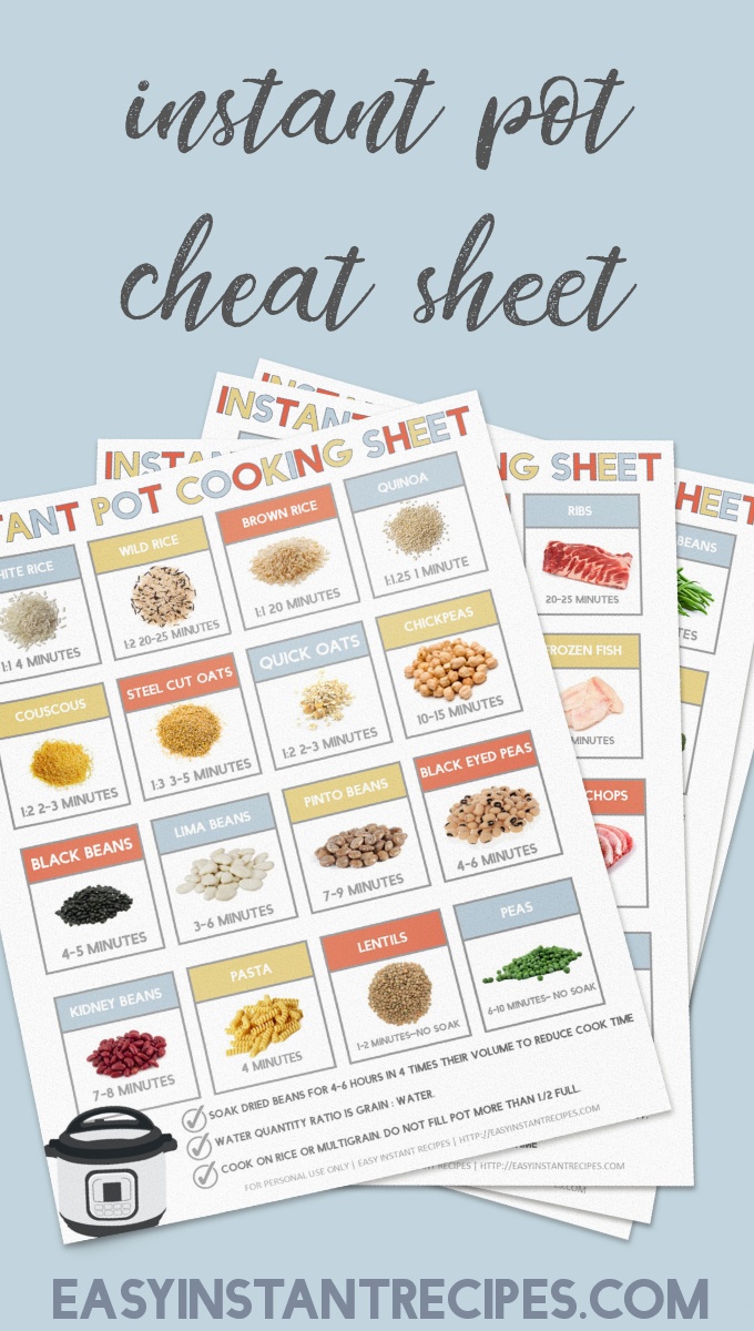 Free Instant Pot Cooking Times Cheat Sheet Printable - Free Printable Instant Pot Cheat Sheet