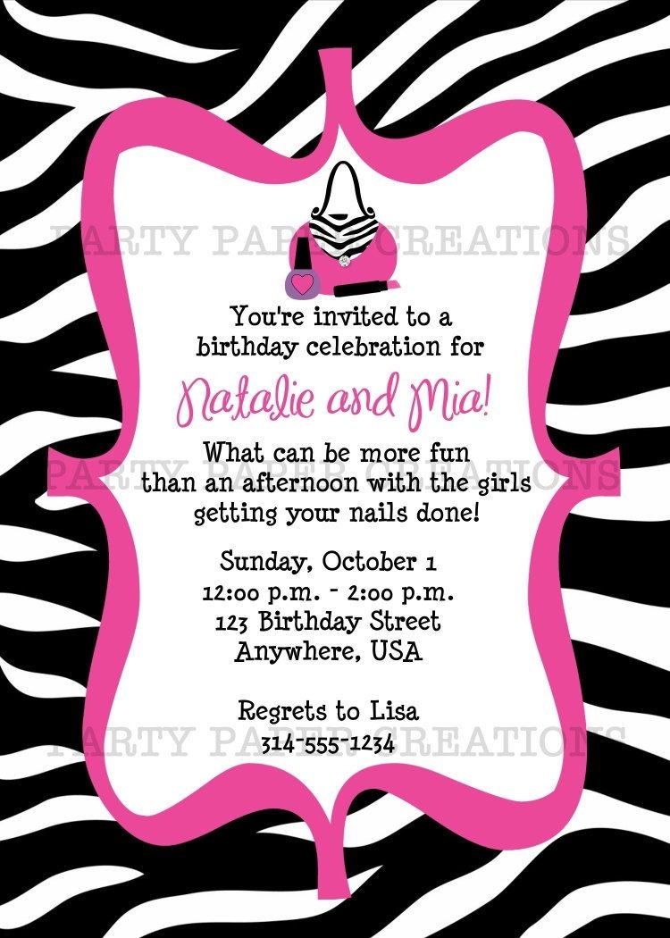 Free Invitations To Print |  Birthday Invitation - Glamour Girl - Free Printable Animal Print Birthday Invitations