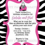 Free Invitations To Print |  Birthday Invitation   Glamour Girl   Zebra Print Party Invitations Printable Free