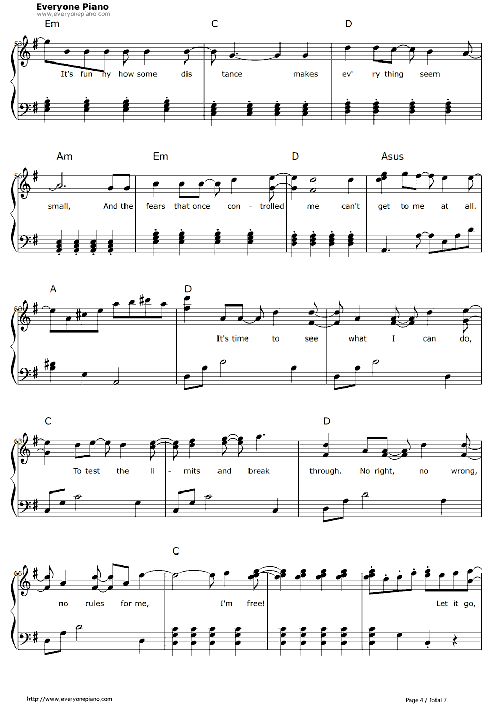 Free Let It Go Easy Version-Frozen Theme Sheet Music Preview 4 - Let It Go Piano Sheet Music Free Printable