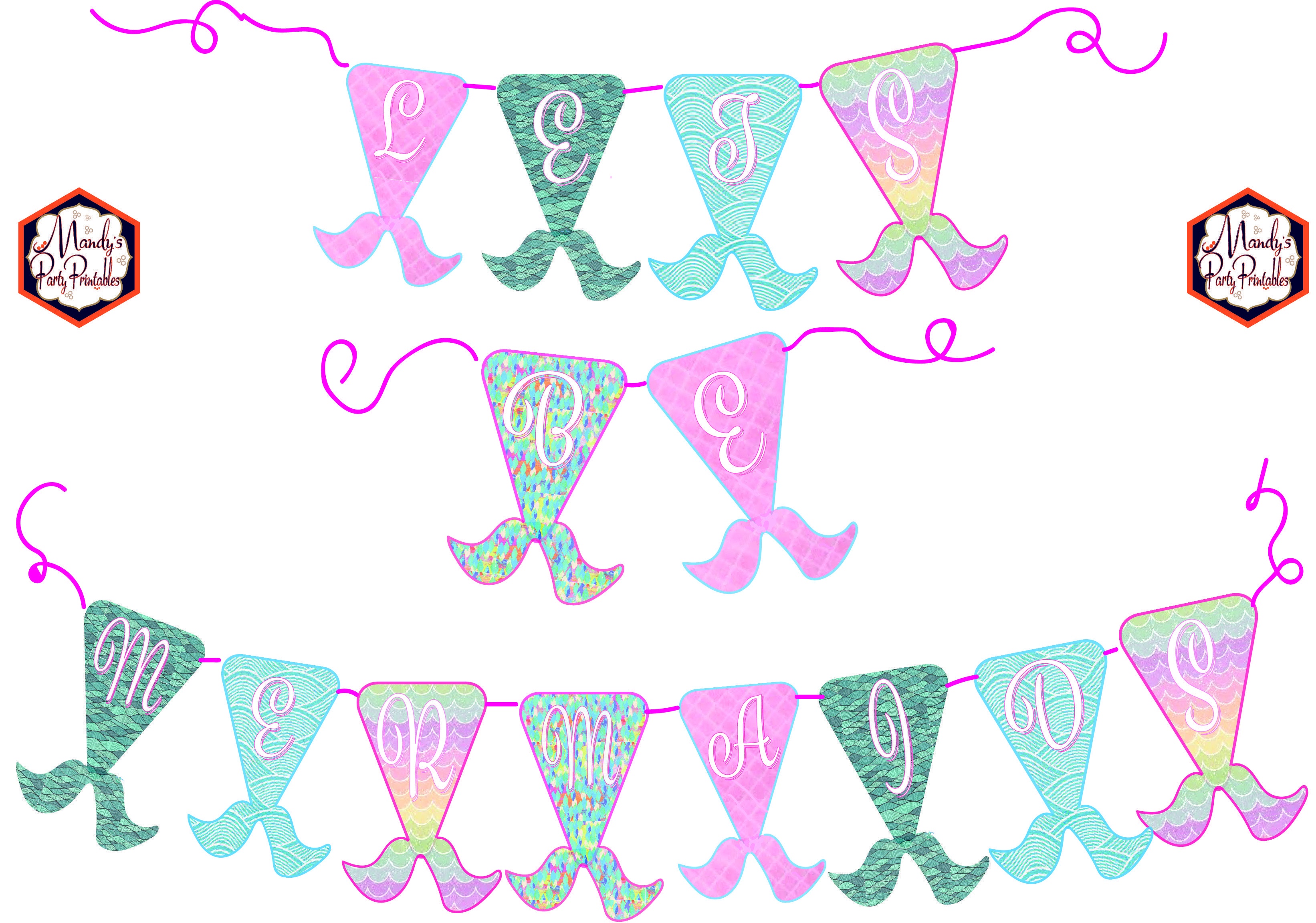 Free Mermaid Birthday Party Printables | Free Girls Party Printables - Free Mermaid Party Printables