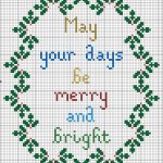 Free Merry And Bright Christmas Cross Stitch Pattern | Cross Stitch   Needlepoint Patterns Free Printable