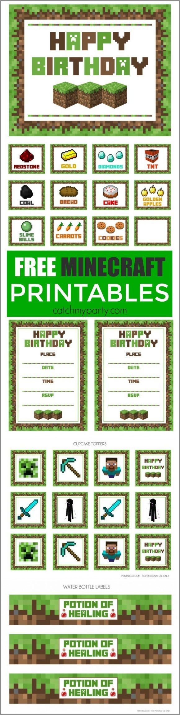 Free Minecraft Printables | Minecraft Party Ideas | Minecraft Party - Free Minecraft Party Printables