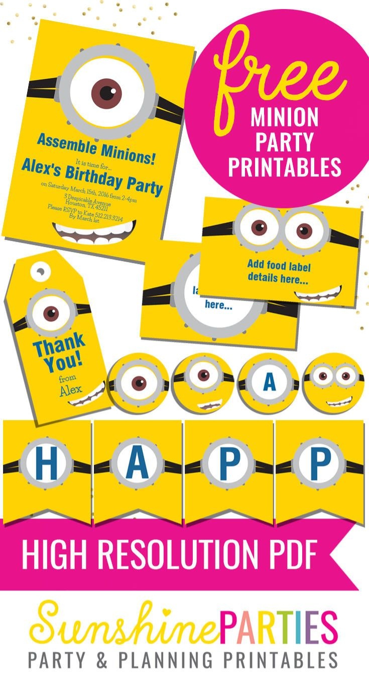 Free Minion Party Printables - Enjoy The Invitation, Birthday Banner - Free Minion Printables