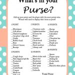 Free Mint Bridal Shower Game Printables | Annette | Bridal Shower   Free Printable Bridal Shower Games What&#039;s In Your Purse