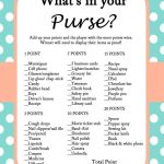 Free Mint Bridal Shower Game Printables | Important Info | Bridal   Free Printable Baby Shower Game What&#039;s In Your Purse