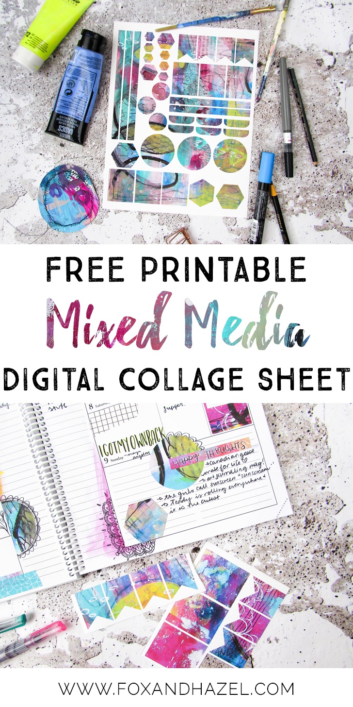 Free Mixed Media Digital Collage Sheet - Fox + Hazel - Free Printable Digital Collage Sheets