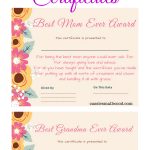 Free Mother's Day Printable Certificate Awards For Mom And Grandma   Free Printable Best Daughter Certificate
