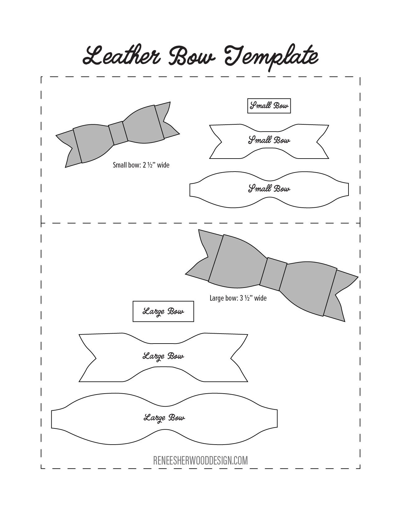 Free No Sew Leather Or Felt Bow Template Download At Www - Free Printable Hair Bow Templates