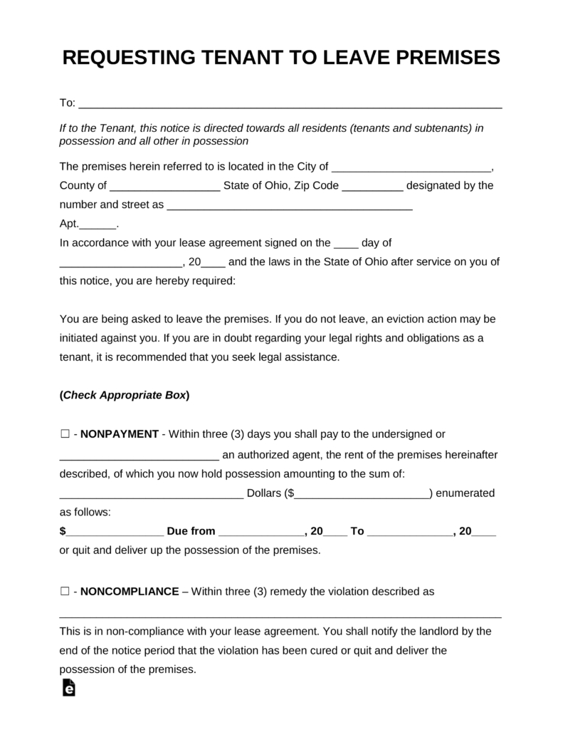Free Ohio Eviction Notice Forms | Process And Laws - Pdf | Word - Free Printable Eviction Notice Ohio