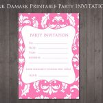 Free Party Invitation Pink Damask | Party Ideas | 13Th Birthday   13Th Birthday Party Invitations Printable Free