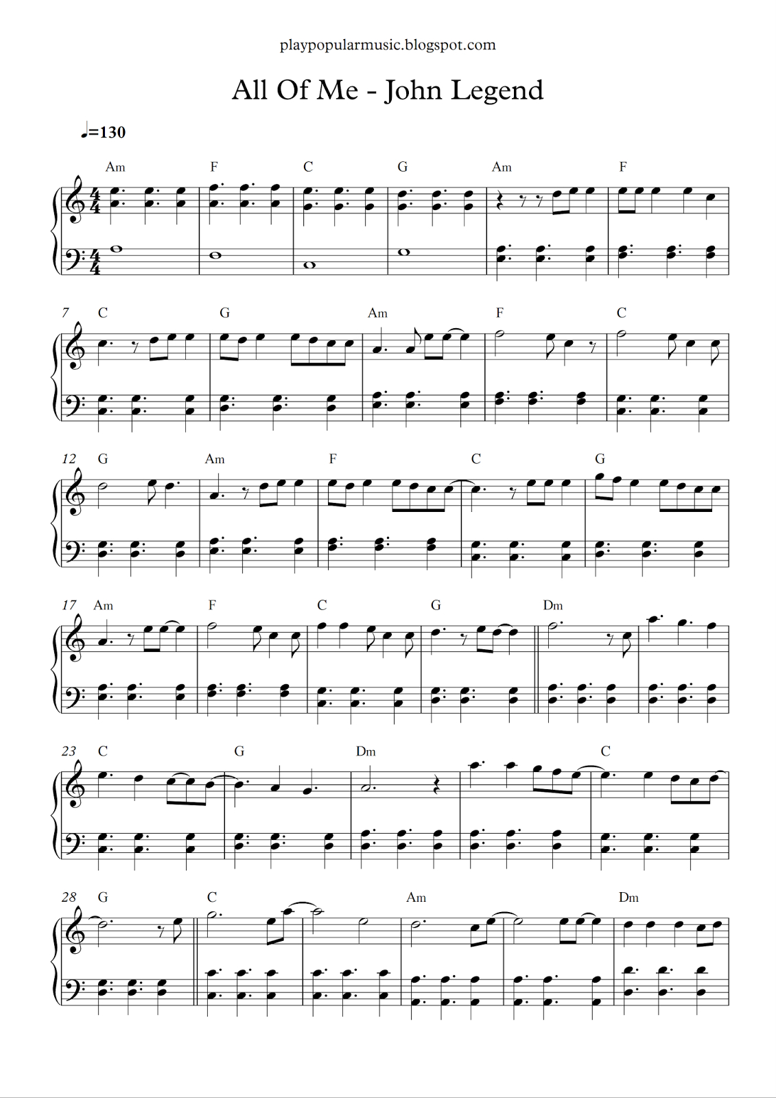 Free Piano Sheet Music: All Of Me - John Legend.pdf What's Going On - All Of Me Easy Piano Sheet Music Free Printable