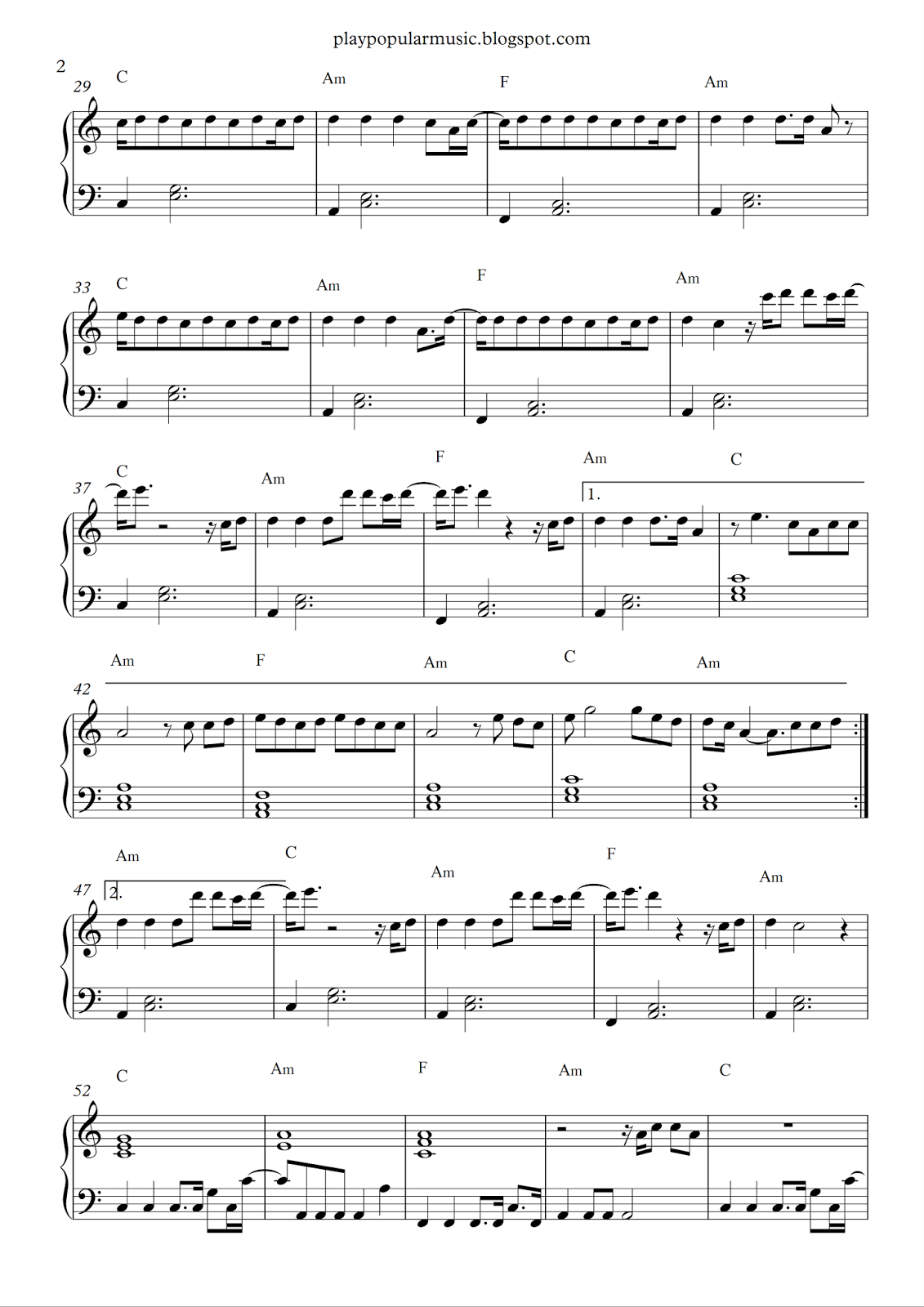 Free Piano Sheet Music: Can&amp;#039;t Stop The Feeling! - Justin Timberlake - Free Printable Music Sheets Pdf