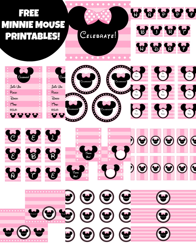 Free Pink Minnie Mouse Birthday Party Printables | Catch My Party - Free Printable Mickey Mouse Birthday Banner