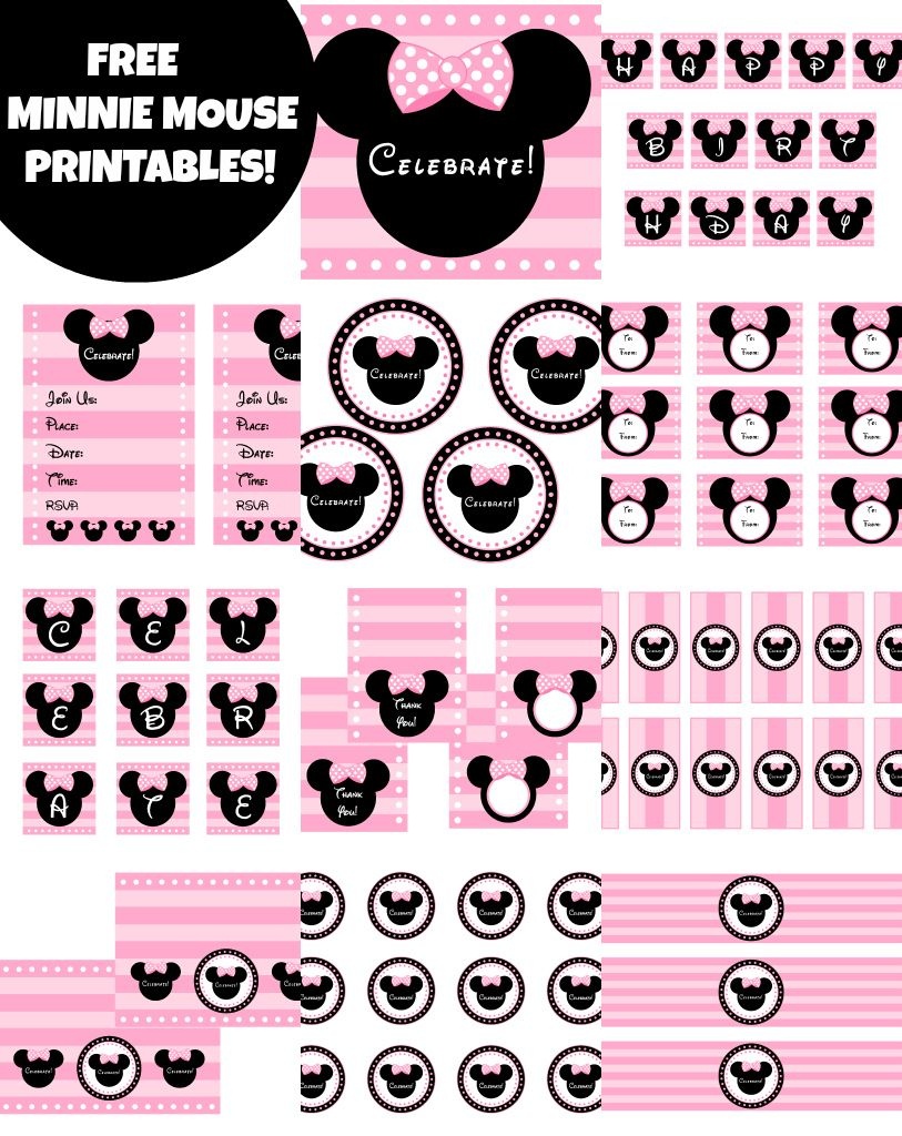 Free Pink Minnie Mouse Birthday Party Printables | Minnie ♥ Micky - Free Printable Mickey Mouse Decorations