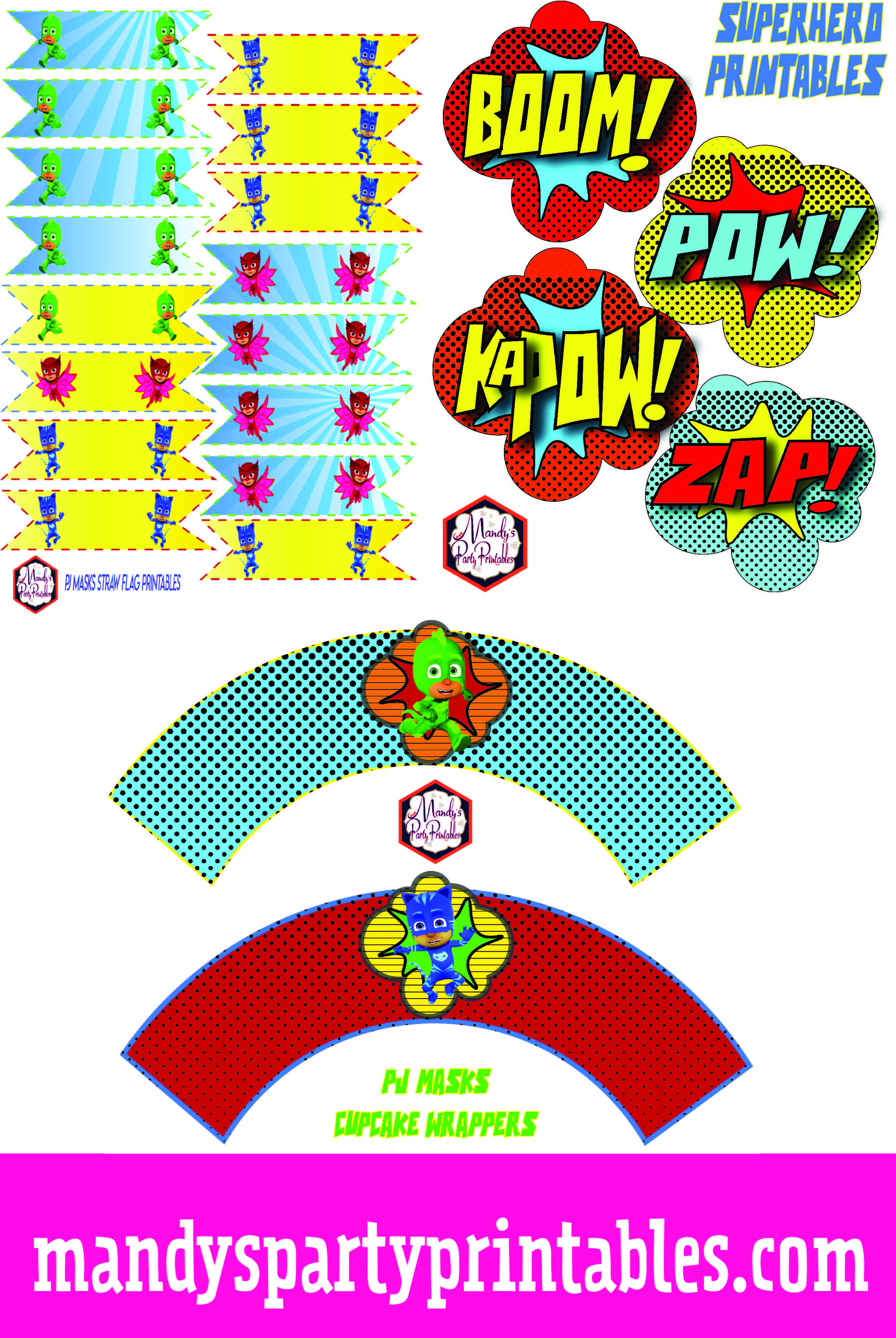 Free Pj Masks Party Printables Round 2 | Baby Boy 3Rd Bday | Mask - Free Superhero Party Printables