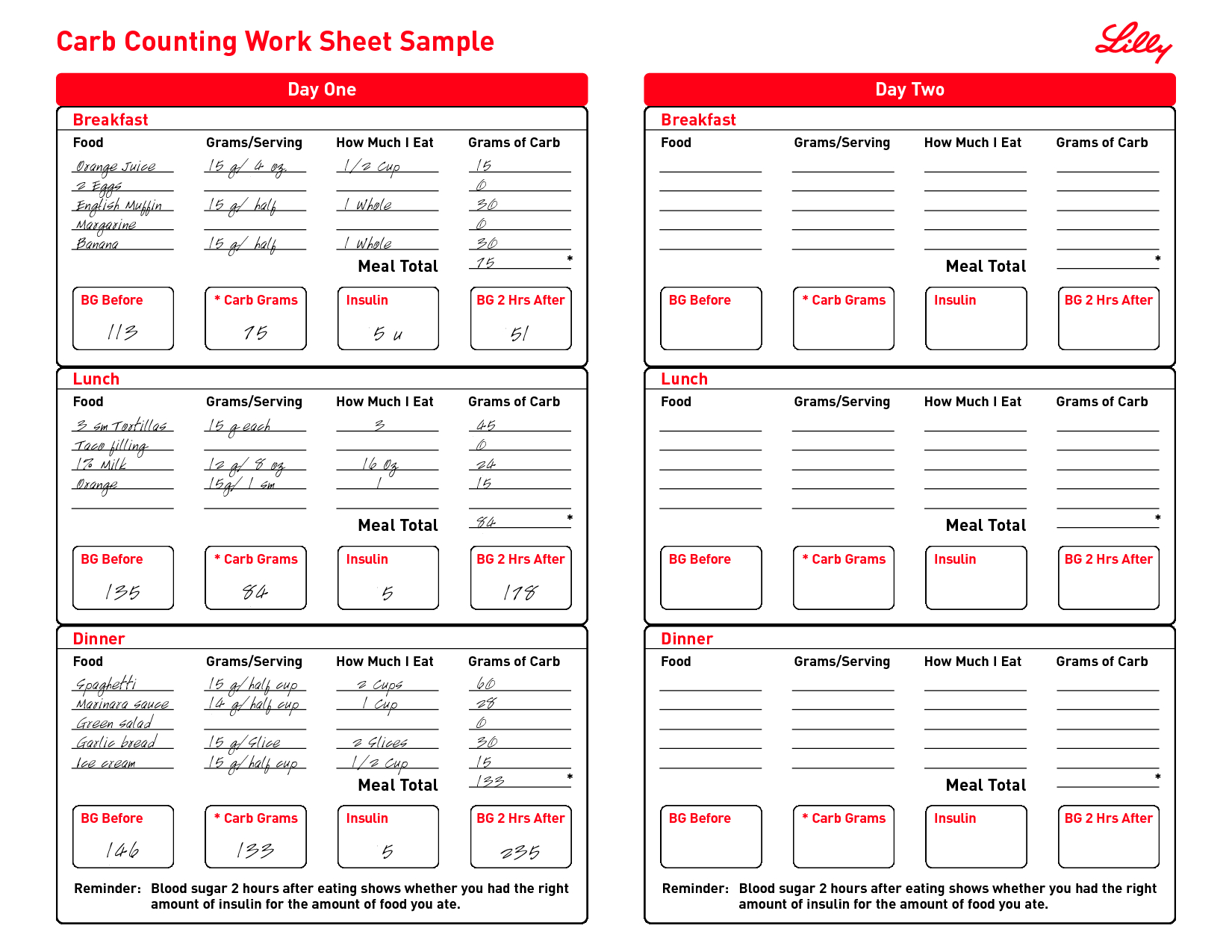 template for a a daily calorie tracker