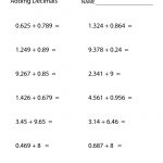 Free Printable Adding Decimals Worksheet For Sixth Grade   Free Printable 6Th Grade Worksheets