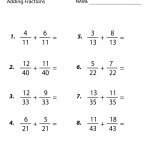 Free Printable Adding Fractions Worksheet For Fifth Grade   Free Printable 5Th Grade Math Worksheets