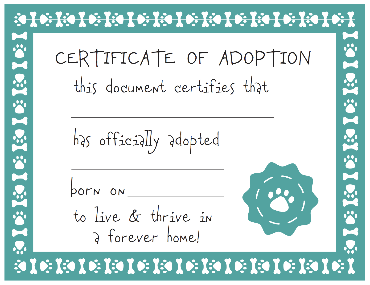 Free Printable Adoption Certificate - Tutlin.psstech.co - Free Printable Stuffed Animal Adoption Certificate