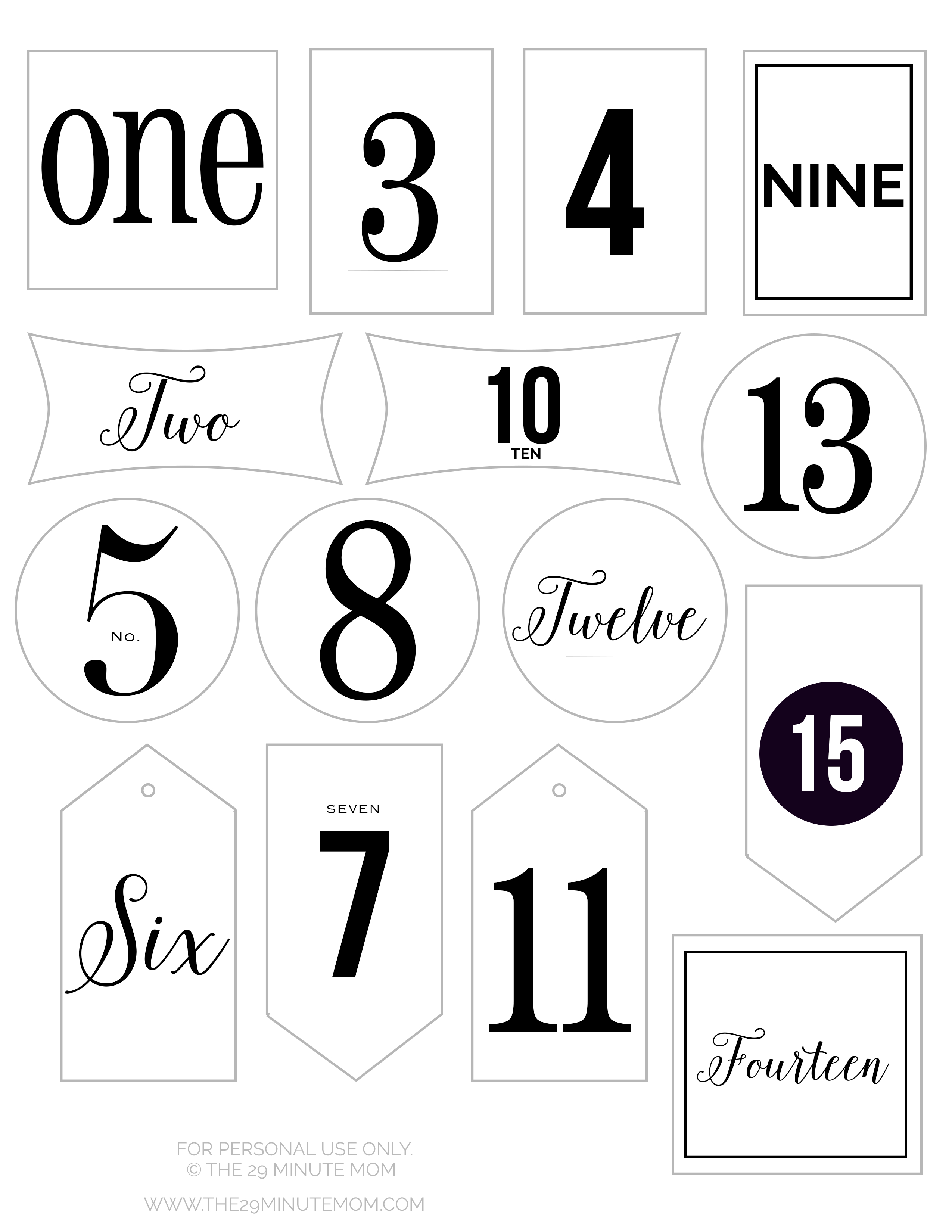 Free Printable Advent Calendar Tags - The 29 Minute Mom - Free Printable Advent Numbers