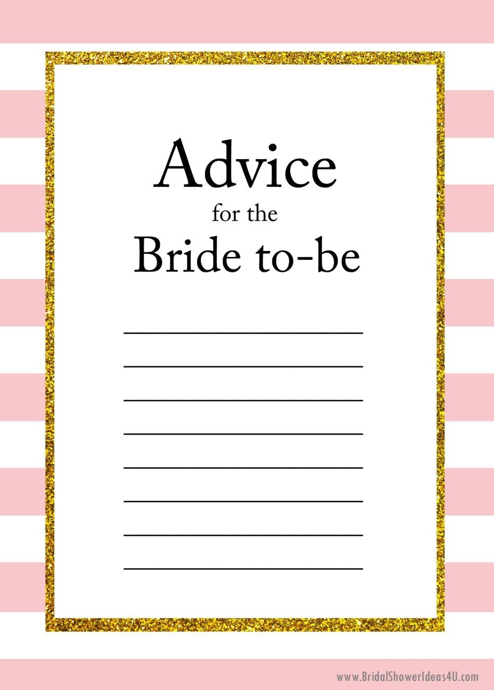 Free Printable Advice For The Bride To Be Cards | Friendship | Bride - Free Printable Bridal Shower Advice Cards