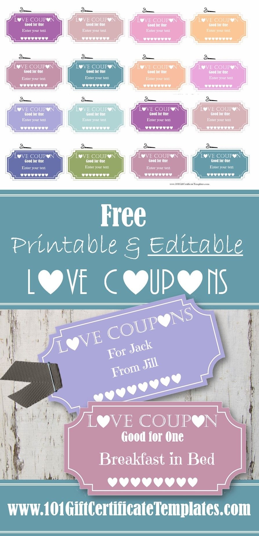 Free Printable And Editable Love Coupons. Instant Download - Free Printable Coupon Book For Boyfriend